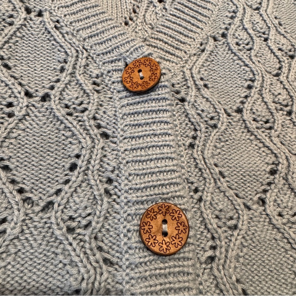 Cleo + Wolf Light Blue Cable Knit Buttoned Sweater Vest NWOT - Picture 5 of 10